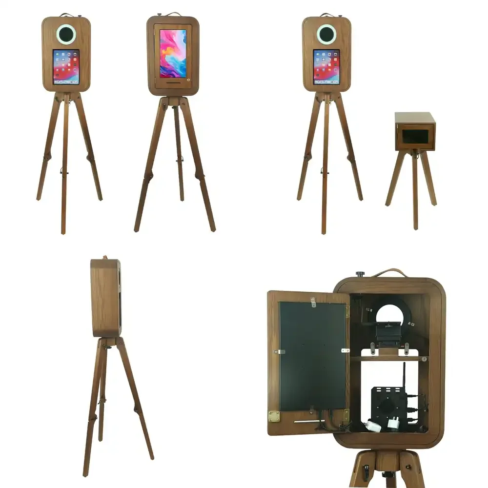 

IPad Real Wood Vintage Photo Booth Price for 12.9Inches iPad Selfie Photobooth Wedding DSLR Photo Booth with Rear Touch