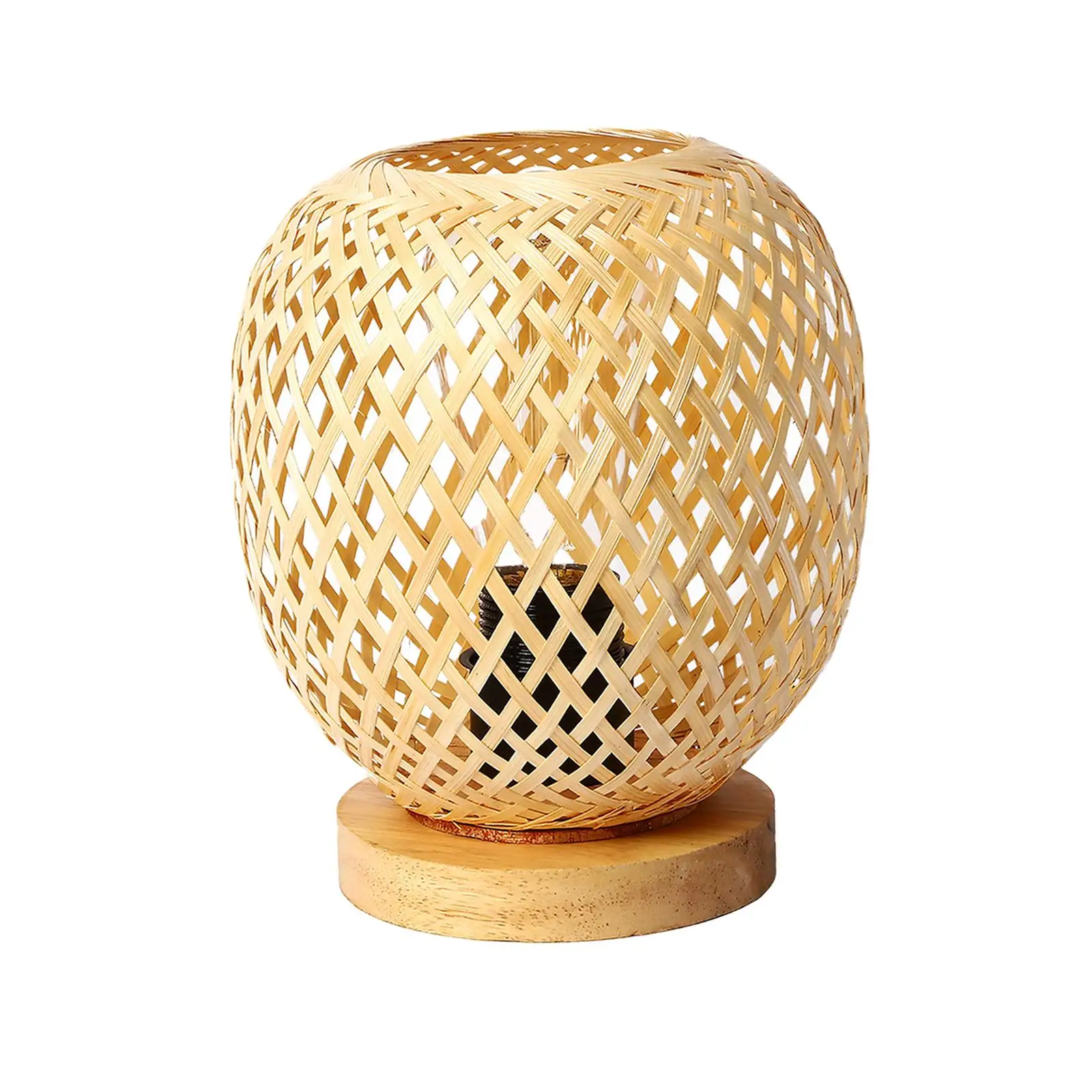 

Wicker Table Lamps Ornament Bamboo Woven Table Lamp Attachments Japanese Style for Living Room Photography Bedroom Home EU Plug