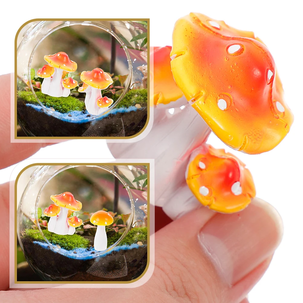 

4Pcs Mini Resin Mushroom Ornaments Creative Shape Delicate Details Garden Yard Home Office Desktop Decors Mushroom Shape Decors