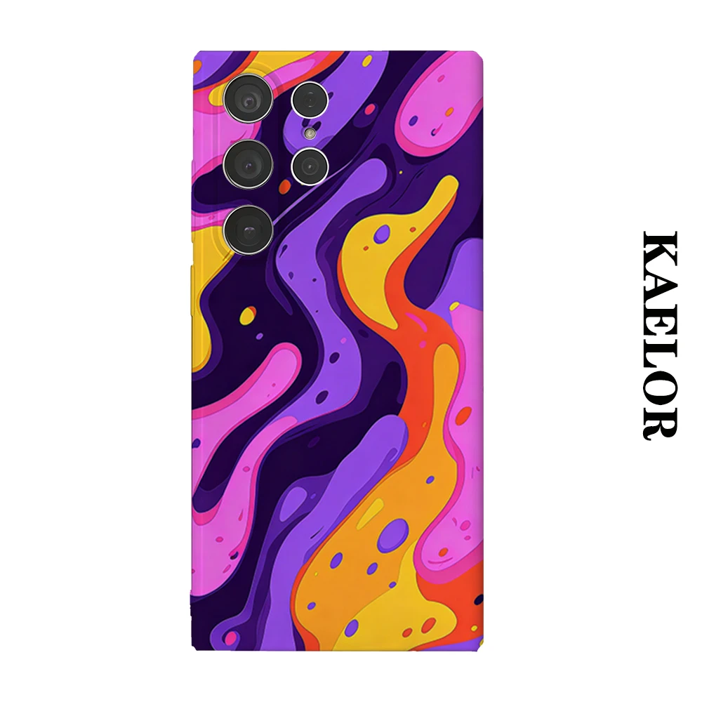 Psychedelic Liquid Wave Durable Shiny Double-layer Case for Samsung S26 Ultra S25 S24 S23 Plus Anti-drop Scratch Resistant Cover