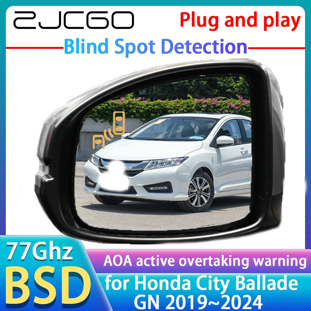 ZJCGO For Honda City Ballade GN 2019~2024 77GHz Radar Detector BSD Blind Spot Detection Alert Mirror Assistance Accessories