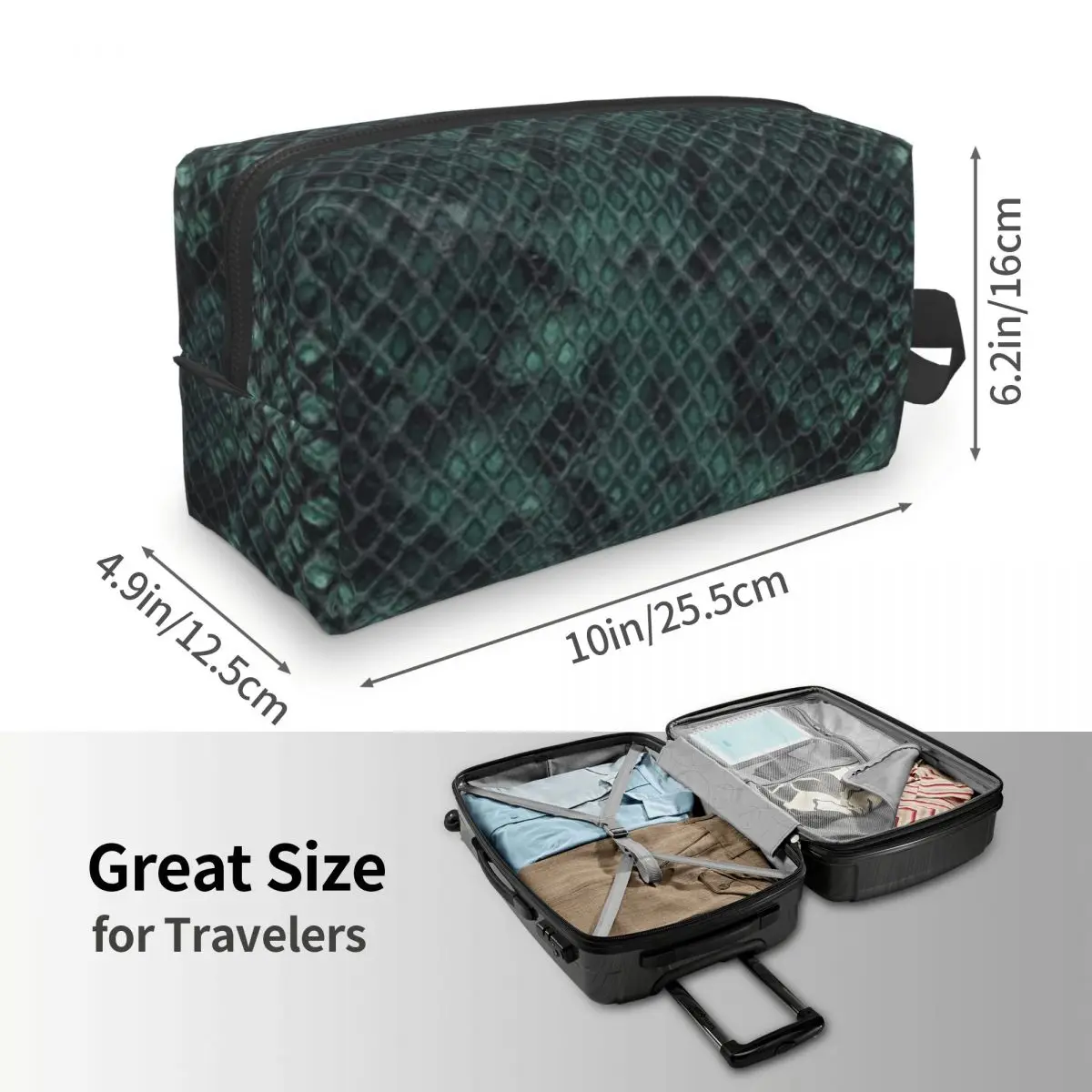 Snake Skin Reptile Makeup Bag Cosmetic Organizer Storage Dopp Kit Toiletry Cosmetic Bag for Women Beauty Travel