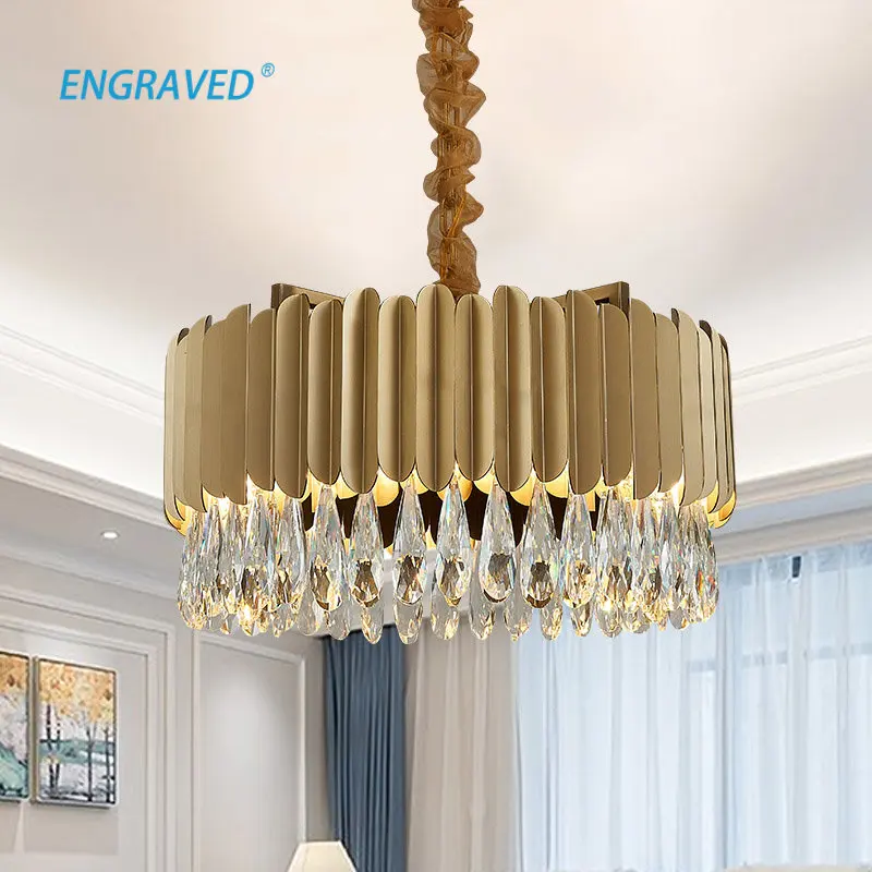 Modern Hong Kong Style Light Luxury Crystal Living Room Chandelier Designer Simple Round Creative Atmosphere Bedroom Dining Room