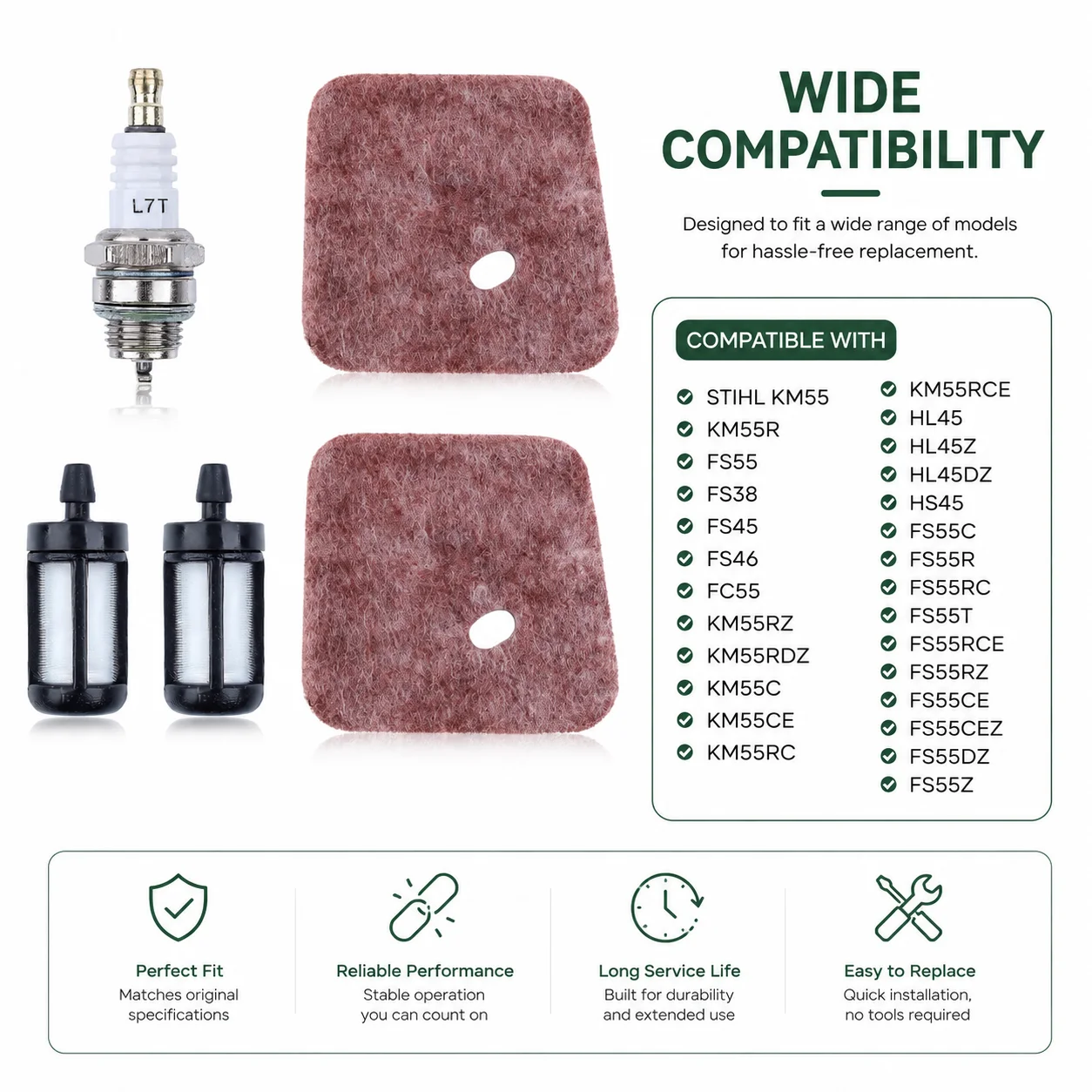 Tune Up Kit Air Filter Fuel Filter Spark Plug For STIHL KM55 KM55R FS55 FC55 FS38 FS45 FS46 HS45 Brushcutter Parts 4140-124-2800
