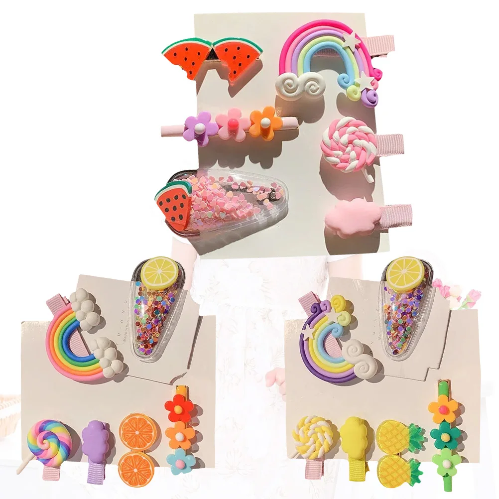 

Sweet Design Lightweight Baby Hairpin Girls Clip Set Durable Kids Barrette For Newborn Toddler Princess Rainbow Resin Fringe