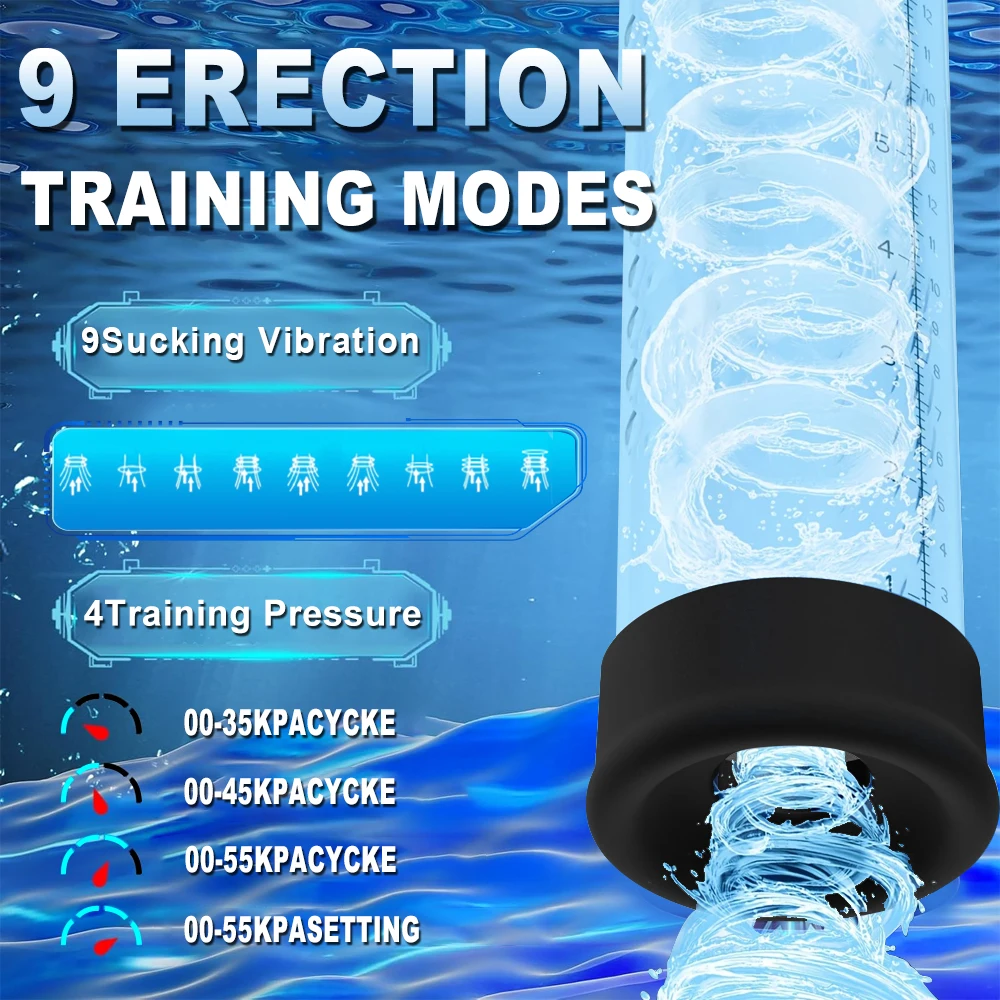 Electric Penis Enlarge Vacuum Pump 9 Suction Intensities Rechargeable Automatic High-Vacuum Penis Enlargement Extend Sex Toys Ma