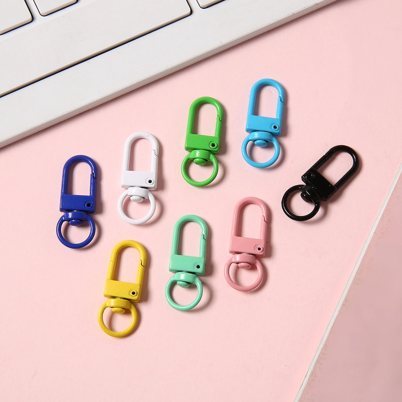 10/50/100 PCS Aluminium Alloy Colorful Snap Lobster Clasp Hooks Carabiner Keychains Clasp Safety Bukle Keychain DIY Supplies
