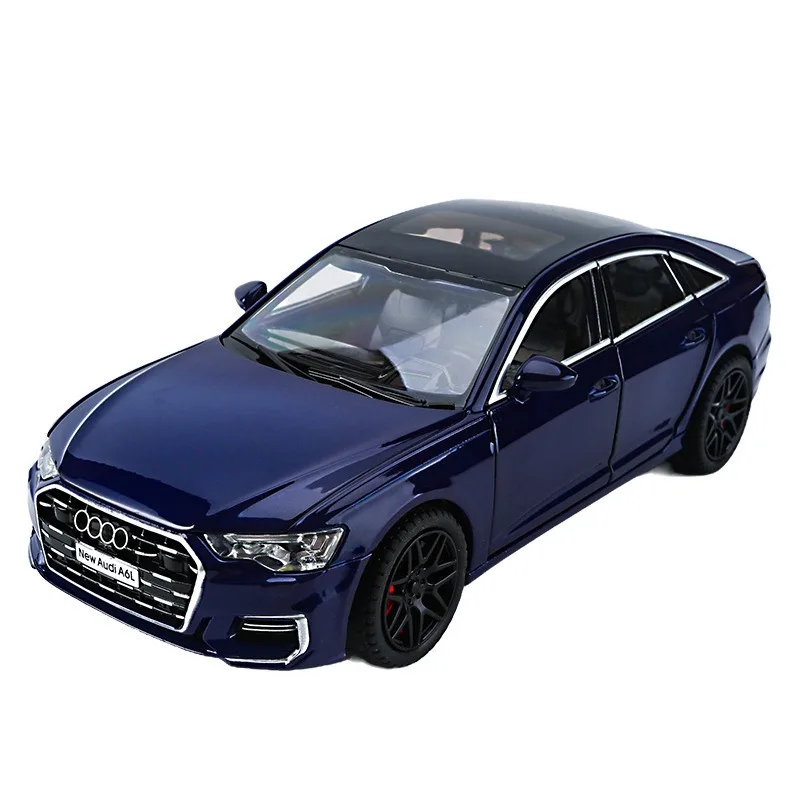 Simulation 1:24 Audi A6L Alloy Car Model Sound Light Pullback Diecast Toy Vehicl Collective Miniature Voiture Home Decoration