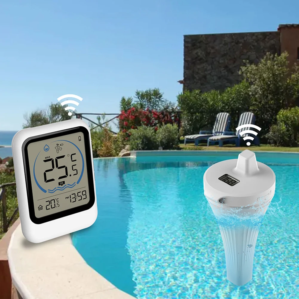 Smart Pool Thermometer IPX7 Waterproof Swimming Pool Thermometer Digital Pool Thermometer for Ice Bath Tub Fishbowl Pond Hot Tub