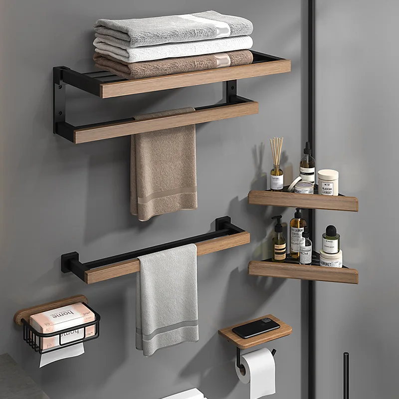 Walnut bathroom hardware accessories towel rack bathroom hardware accessories bathroom storage toilet paper rack towel bar