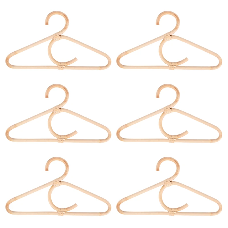 

6X Rattan Clothes Hanger Style Kids Garments Organizer Rack Children Hanger Kids Room Decoration Hanger For Clothes