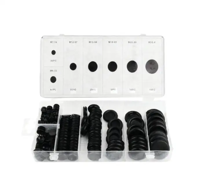 170PCS Black Rubber Grommet Set O For Ring Sealing Gaskets For Car Wire Protection Cable Management Household Wiring Hardware