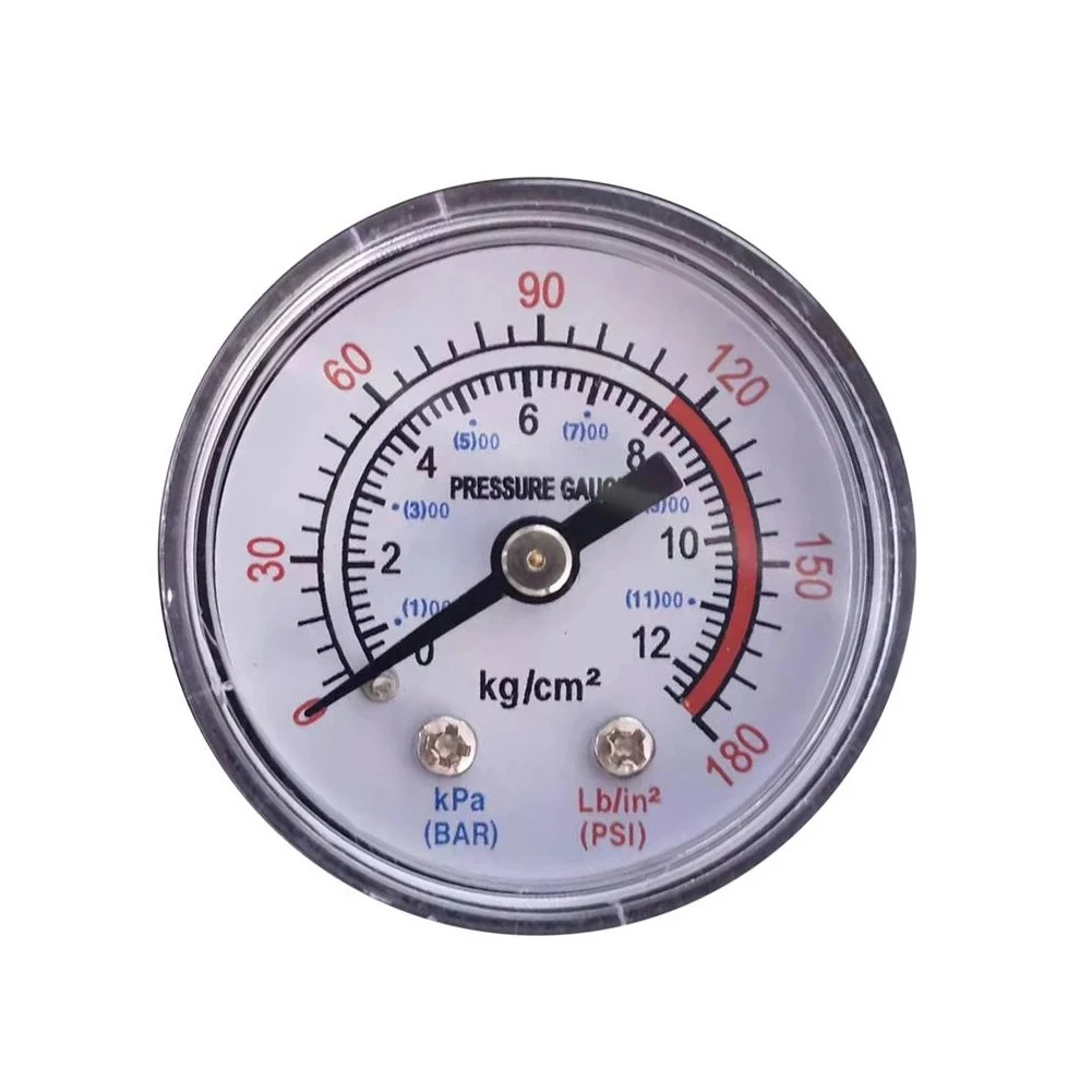 Kompresor Udara Alat Pengukur Tekanan Cairan Hidrolik Pneumatik 0-12Bar / 0-180PSI Benang Pria Bagian Kompresor Udara Koneksi Bawah