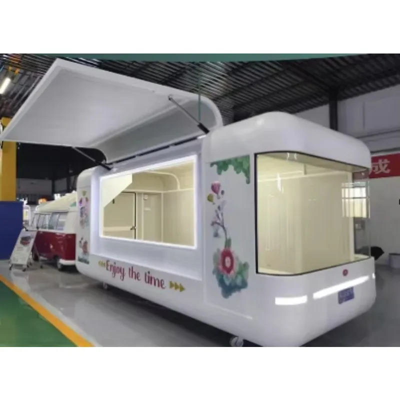 مقطورات شاحنة الوجبات السريعة المجهزة بالكامل، مقطورة طعام قابلة للقطر للمطابخ المتنقلة