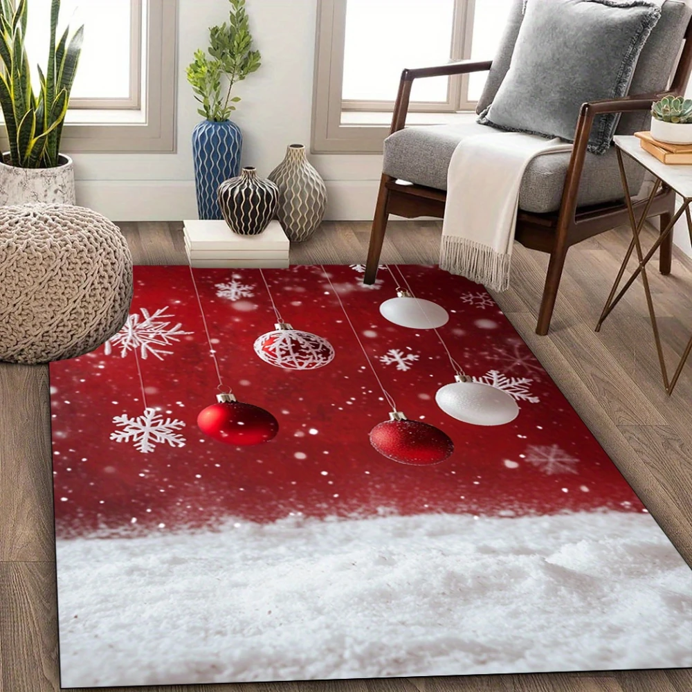 1pc Hanging Ball Xmas Carpet Home Entrance Soft Large Area Rug Living Room Modern Dining Room Bedroom Celebration Surprise