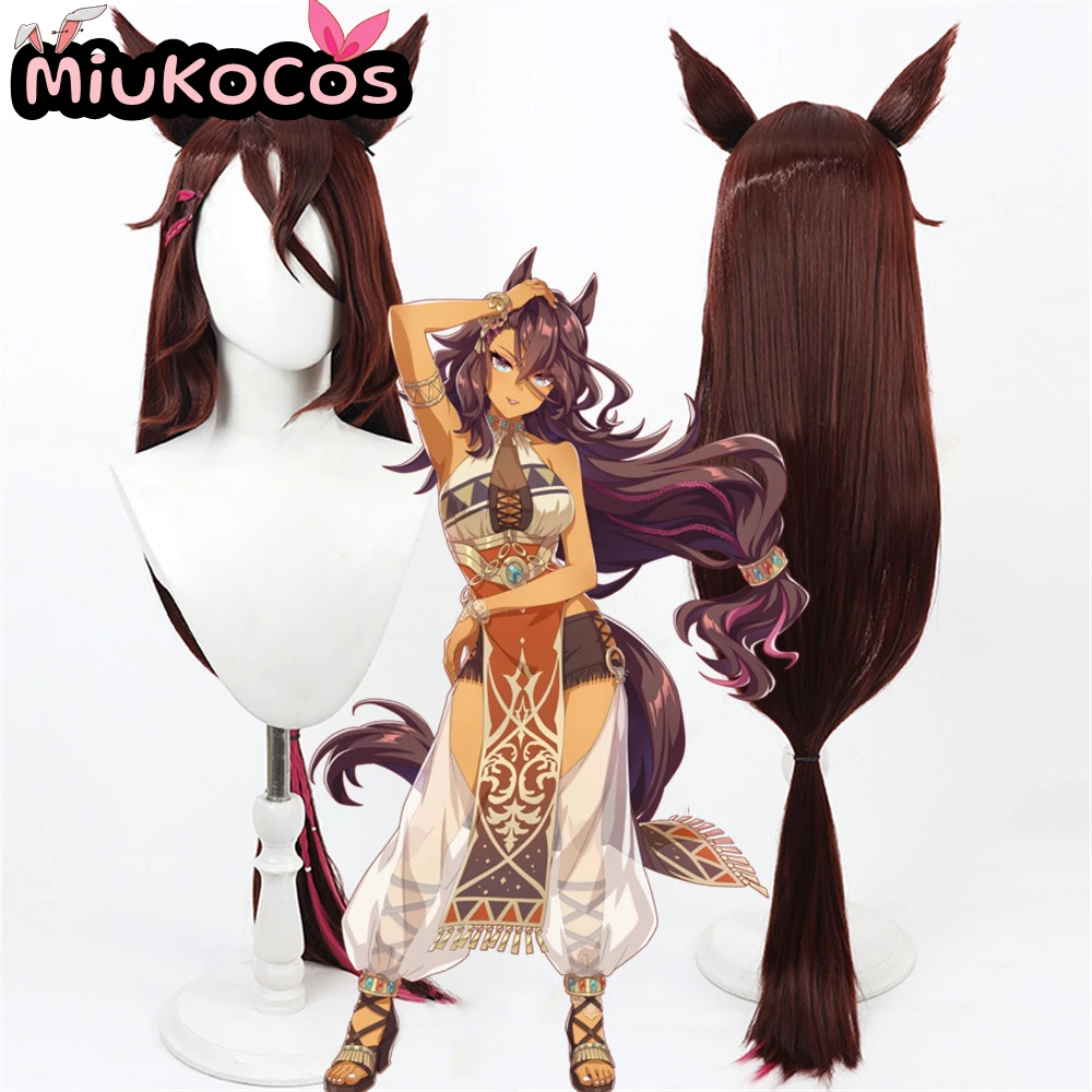 

В НАЛИЧИИ, коммерческий увеー afg Rigantona, парик для косплея с ушками и хвостом, MiukoCosplay Umamusume: Pretty Derby, парик для косплея