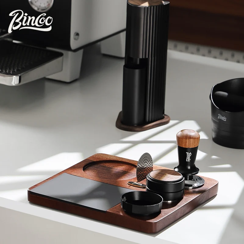 Bincoo Coffee Press Powder Pad Solid Wood Work Board Coffee Machine Handle Filling Platform Powder Hammer Base Storage Board