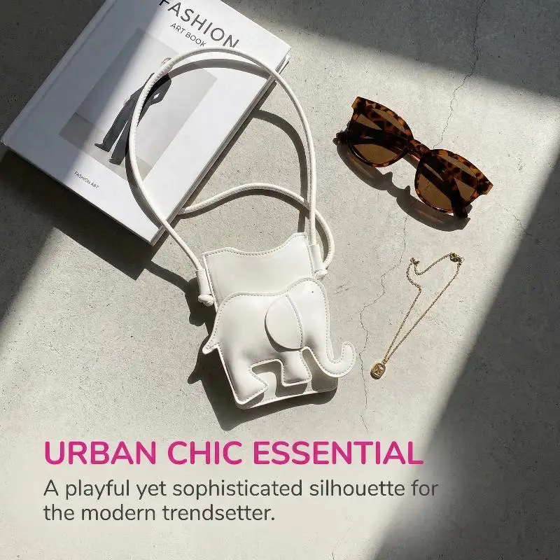 

Маленькая кожаная сумка через плечо в форме слона для женщин, мини-кошелек для монет, портативная сумка с животным принтом для повседневных прогулок