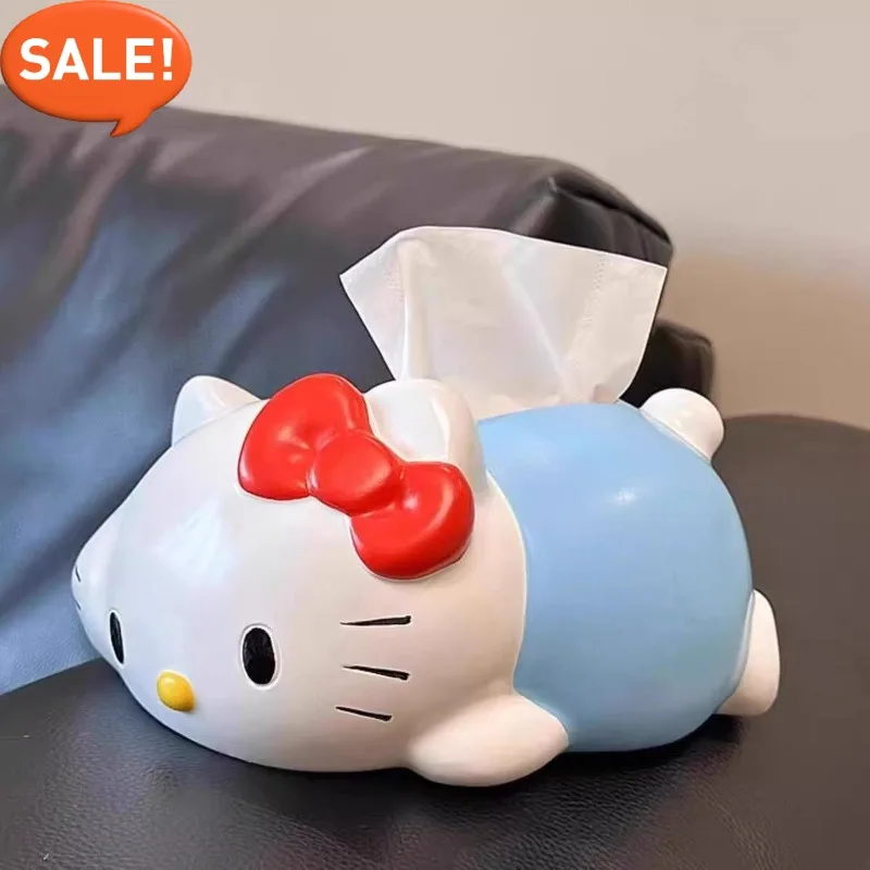 Hello Kitty, caixa de papel em forma de personagem de desenho animado fofo, caixa de armazenamento de tecido elegante e personalizada, ornamento de decoração para casa