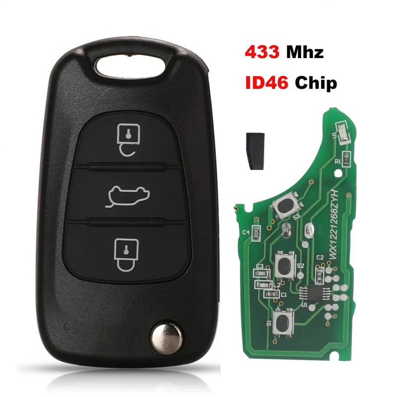 433Mhz Flip Remote Car Key For Kia Picanto Sportage Rio3 K5 K2 For Hyundai I20 I30 IX35 I35 Accent Solaris Elantra Picanto ID46