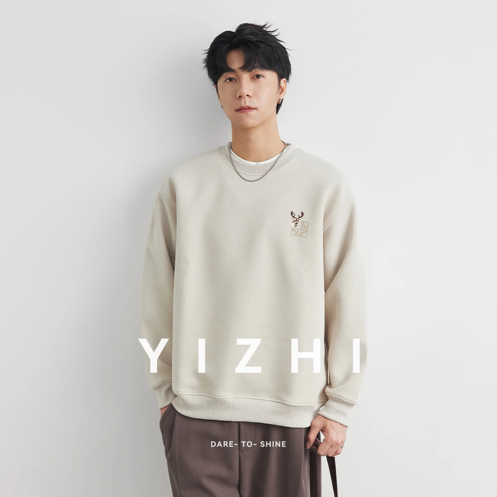 

Fashion Men's Round Neck Sweatshirt Spring and Autumn New Japanese Retro Embroidery Pullover All-match Casual Trendy Tops