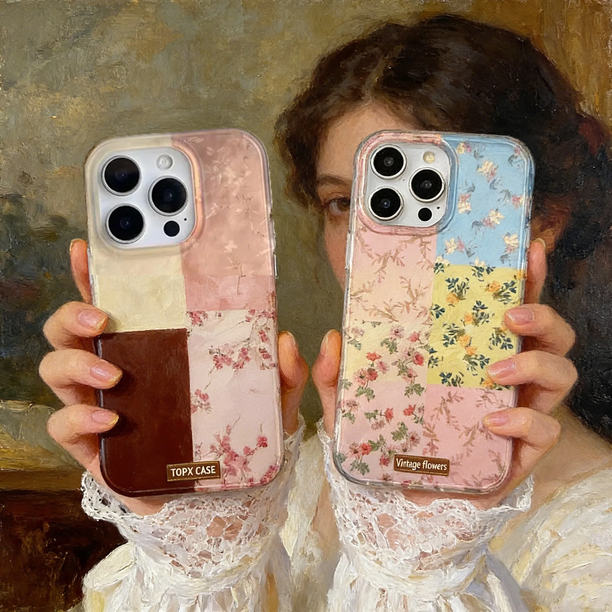 Splicing Flowers Phone Case for Samsung Galaxy S26 S25 S24 S23 S22 S21 FE Ultra Plus 4G 5G Feather Texture Back Cover