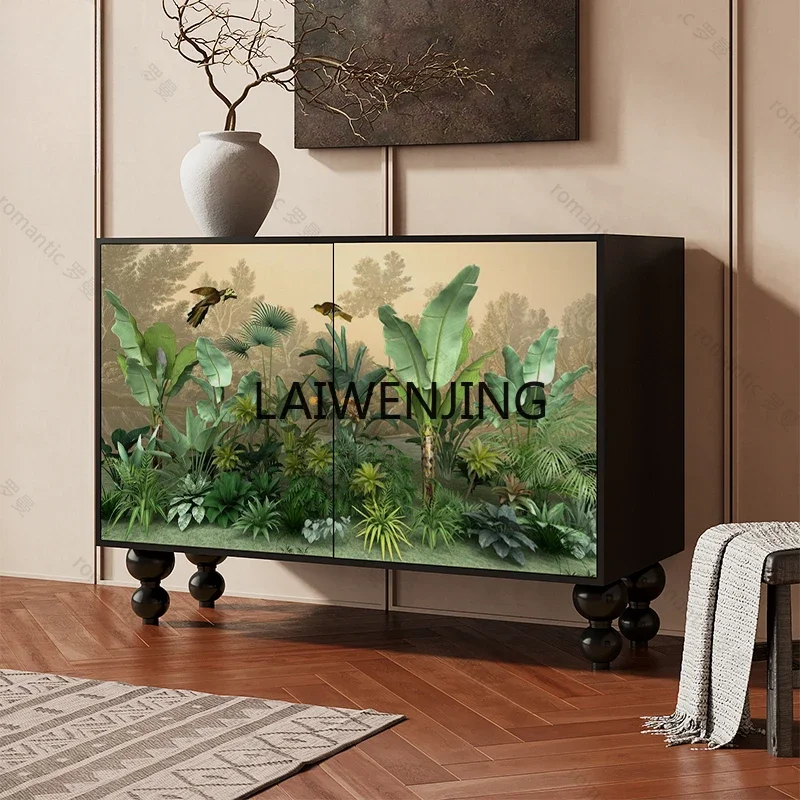 

SGF entrance solid wood locker flower and bird picture side cabinet