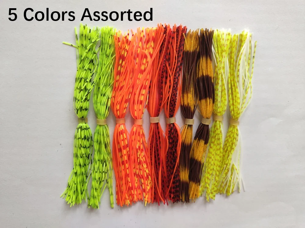 10 Bundles 50 Strands 5 Colors Silicone Skirts Fishing Accessories For Buzzbait SpinnerBait Jig Bass Lure