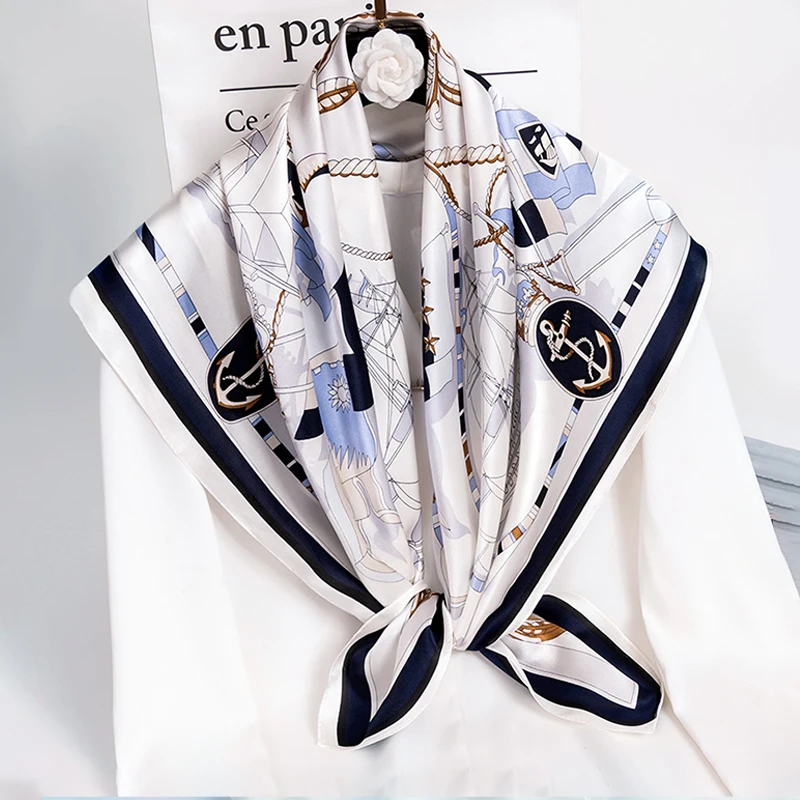 100% Silk Square Scarf For Women Print Echarpe Femme Pure Natural Silk Headscarf Bandana Bufanda Mujer Handkerchief Neckscarf
