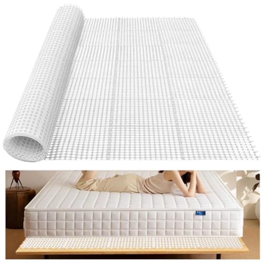 

Plastic Ventilated Mattress Underlay Pad for RV Boat Camper - 83" L x 83" W Interlocking Modular Design, Breathable Mesh RV Und