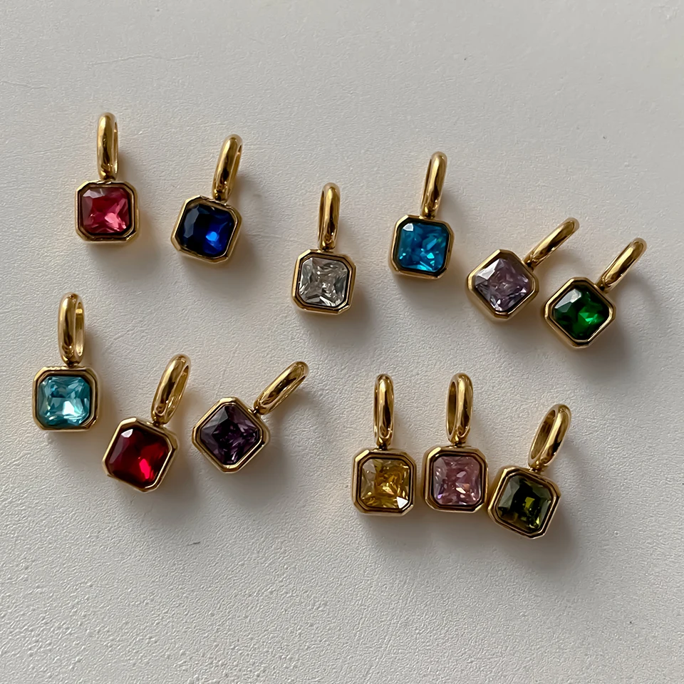 EMANCO Edelstahl Klassische Oktagon Geburtsstein-Anhänger 14K Vergoldeter Anhänger für DIY Schmuckherstellung Halskette – Detail 7