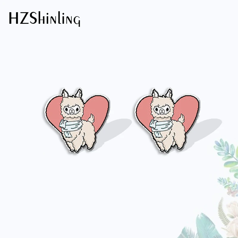 2023 New Arrival Fashion Cartonn Cute Llama Alpaca Animal Acrylic Stud Earrings Handcraft Epoxy Earrings Acrylic Earrings