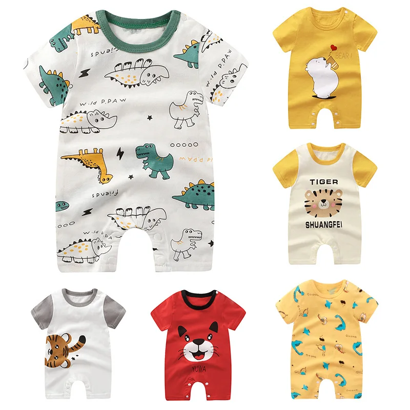 Summer Baby Jumpsuit, Cotton Baby Pullover, Thin Short-sleeved Newborn Crawling Suit, Baby Toddler Fart Wrap