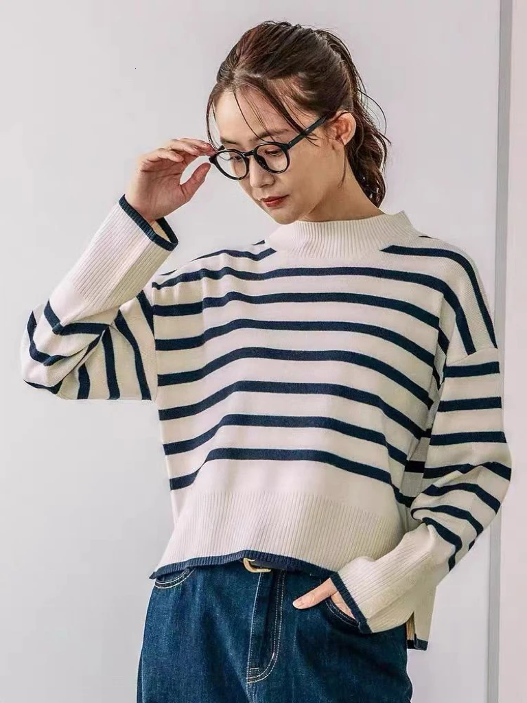 سترة نسائية مستديرة من NK Island سترة محبوكة كسول ثنيات للخريف والشتاء مريحة وفضفاضة طويلة Sve #4