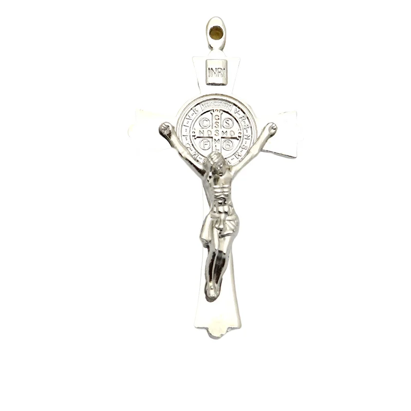 2pcs Catholic Saint Benedict Exorcist Crosses Alloy Pendant DIY Charms Necklace Bracelet Jewelry Crafts Making 68*38mm M1000