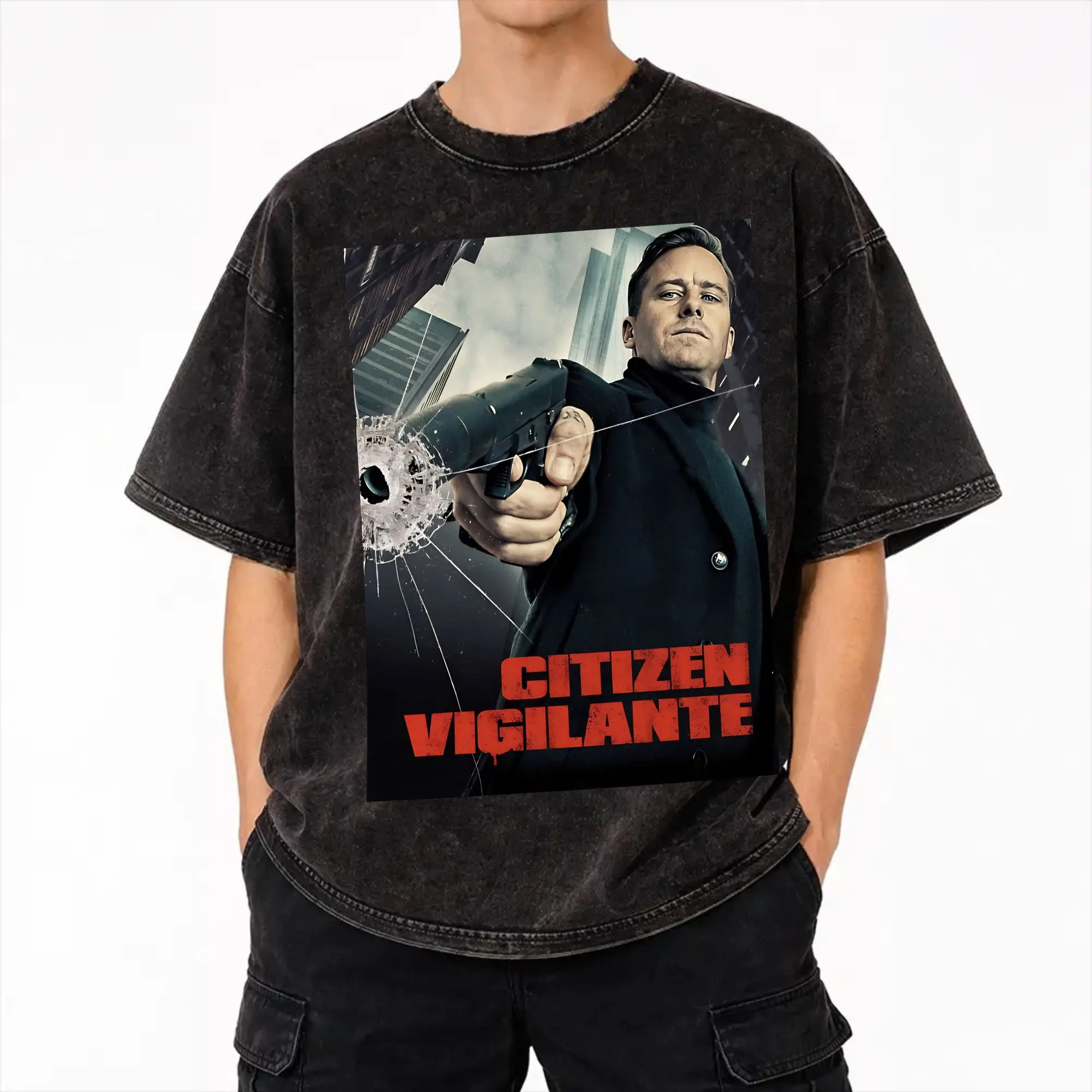 Summer Citizen Vigilante Armie Hammer  Washed Shirts Outfit Harajuku T-Shirt  for Men Women Tees
