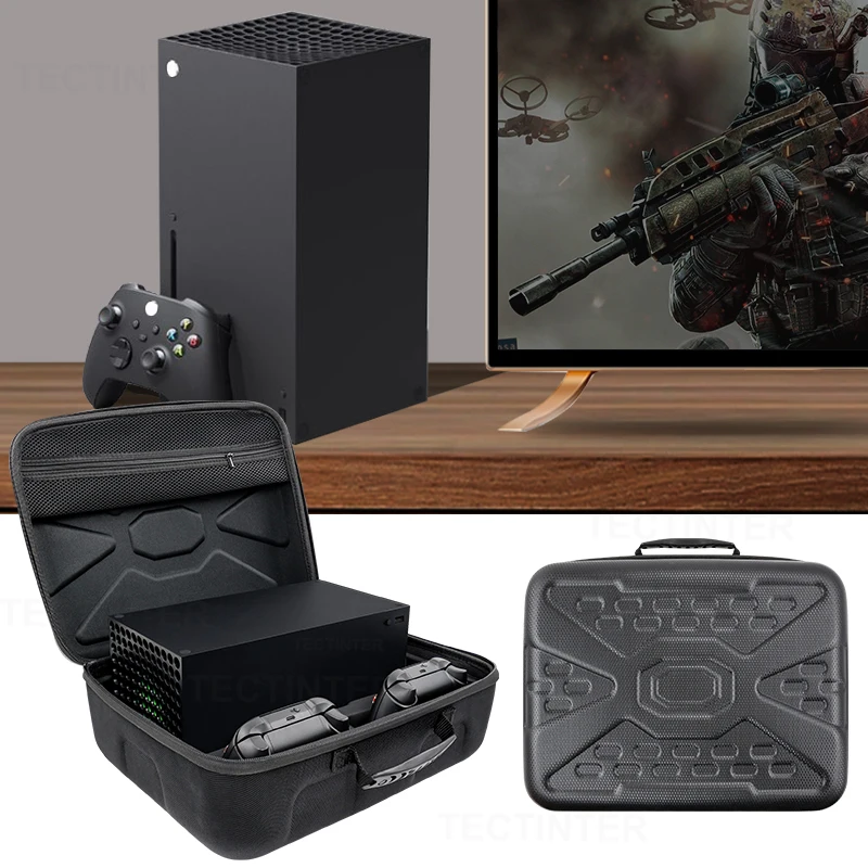 

Сумка для хранения аксессуаров Xbox Series X, жесткий защитный чехол для консоли и контроллера Xbox Series X, дорожный защитный чехол-кейс.