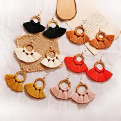 Bohemia Fashion Big Tassel Earrings For Women Summer Geometry Colorful Cloth Tassel Earring Beach Wedding Jewelry Gift 2023