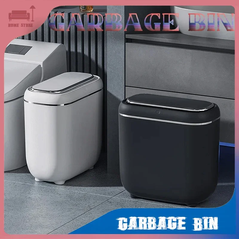 

Умный мусорный бак 14л, автоматический сенсорный мусорный бак для ванной комнаты, кухни, узкий бесконтактный мусорный бак с крышкой, аксессуары для дома