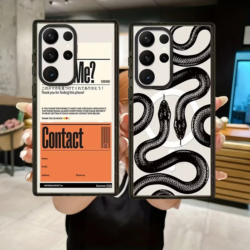 Snake Rainbow Acrylic Black Border Case for Samsung Galaxy S26 S25 S24 S23 Ultra S26U S24+ S25+ S26 Plus Case