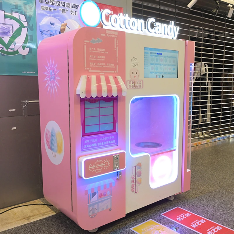 Hot Sale Custom Design Highly Interactive Vending Machine Making Cotton Candy Machine Smart Cotton Candy Machine