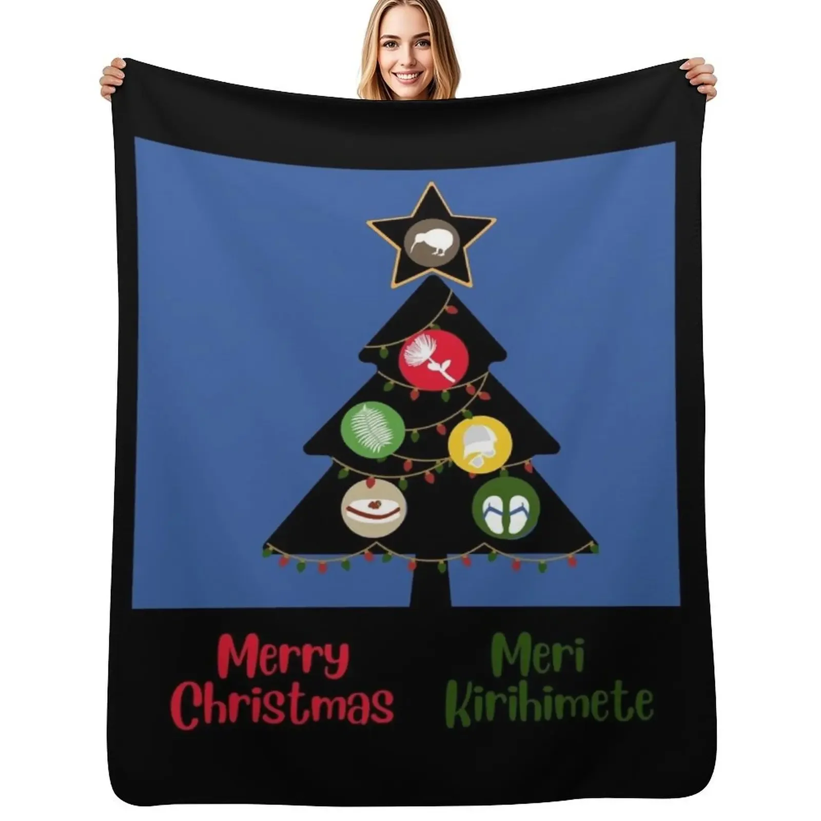 

A Kiwi Merry Christmas! Throw Blanket Luxury Designer Baby Bed linens Blanket