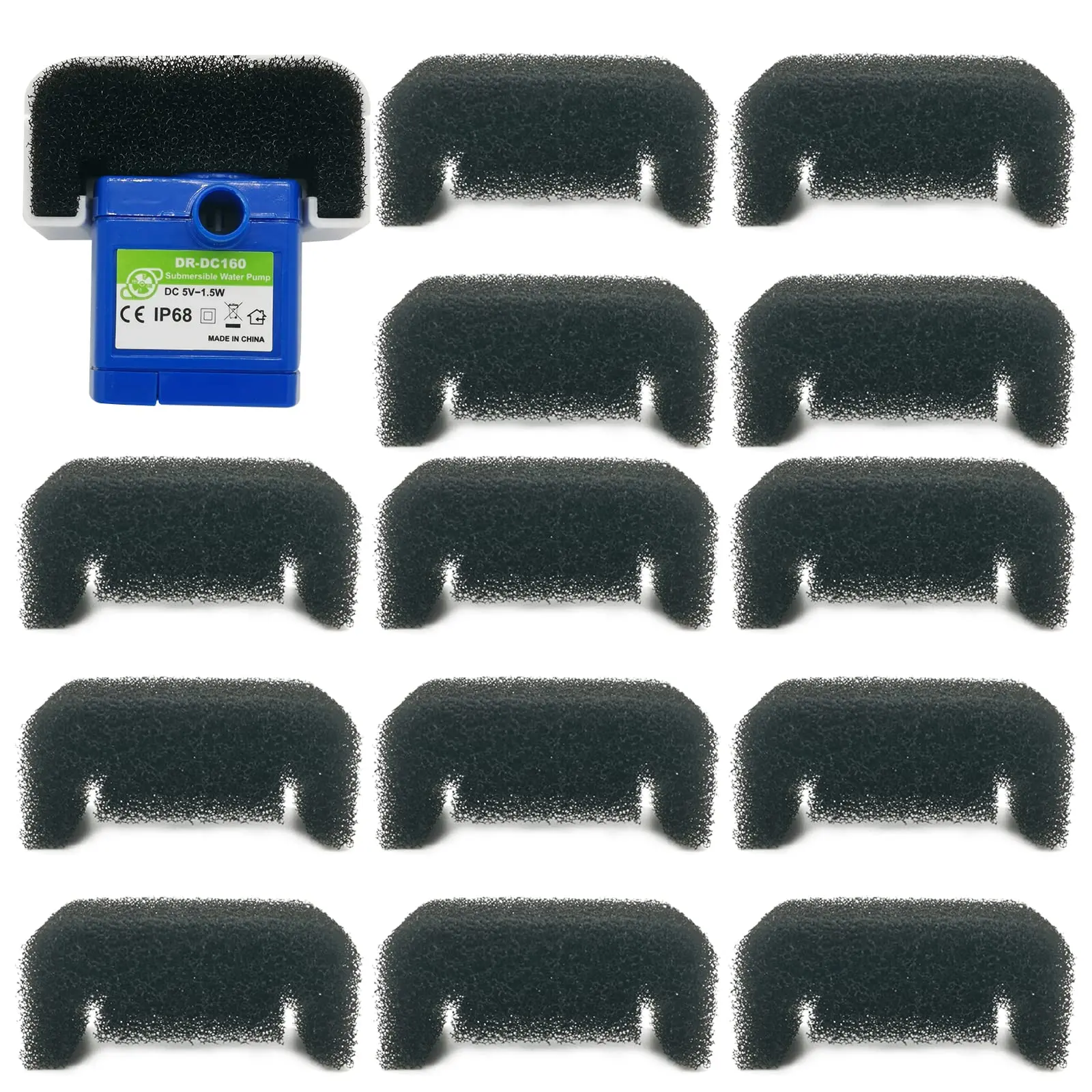 

12 pack Cat dispenser sponge filter, 74oz/2L stainless steel replacement pet fountain foam filter 2.4L excluding pump with 12