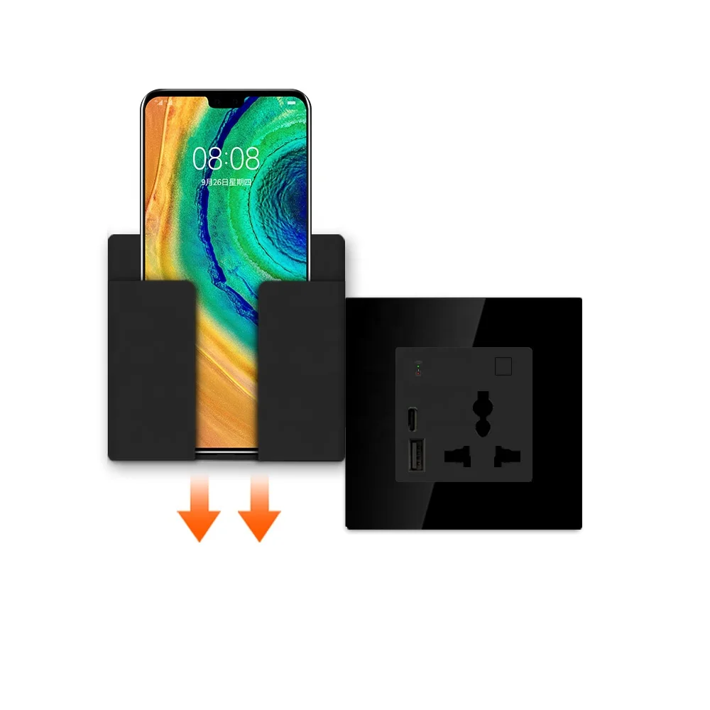 نظام المنزل الذكي واي فاي مقبس الحائط مع USB/نوع C وصندوق تخزين الهاتف 13A منفذ واي فاي الذكية العالمي قابس طاقة مقبس الحائط