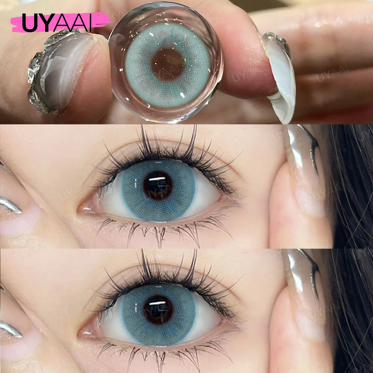 UYAAI Degree 0~6.00 Myopia Colored Contact Lenses with Graduation Red Cosmetic Purple Color Lenses Blue Eye Color Lens Green Len