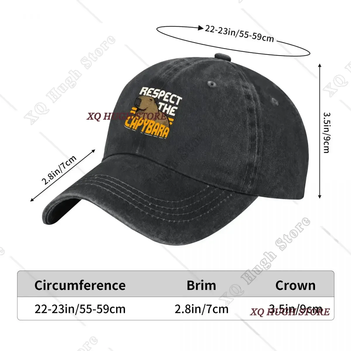 Respect The Capybara Animal Illustration New Vintage Washed Cotton Baseball Cap Sun Hats