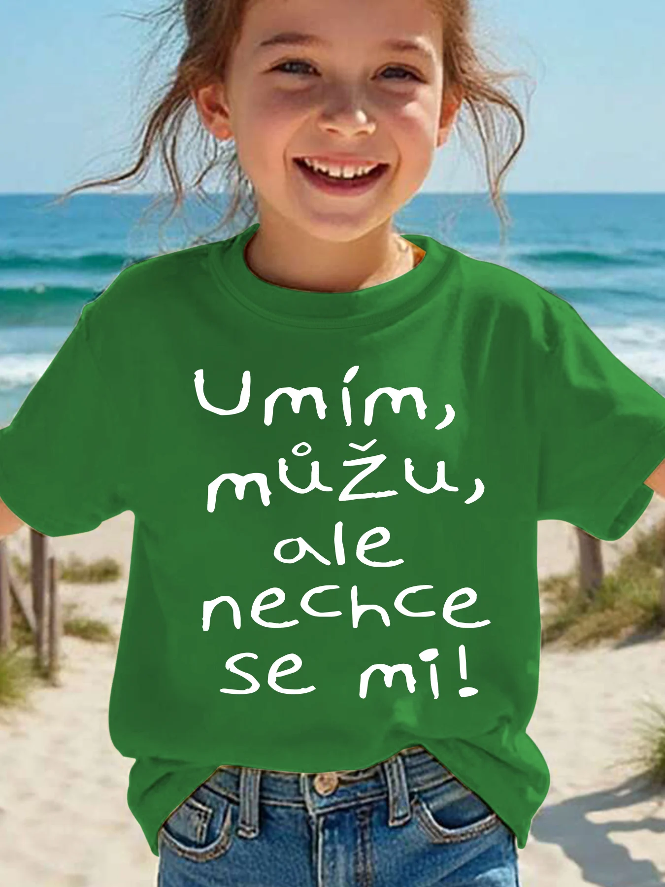 Cute Czech Letter Text Quote Print Graphic Kids Tee Boys Girls Family Matching Cotton Crew Neck Short Sleeve Soft Summer Tee