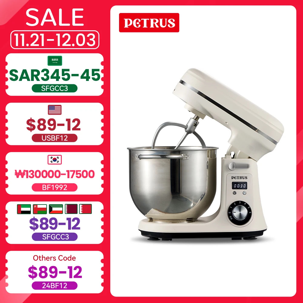 Petrus Stand Mixer Multifunctional Food Processor Heavy Duty Intelligent Kitchen Blender 800W 6L PE4633