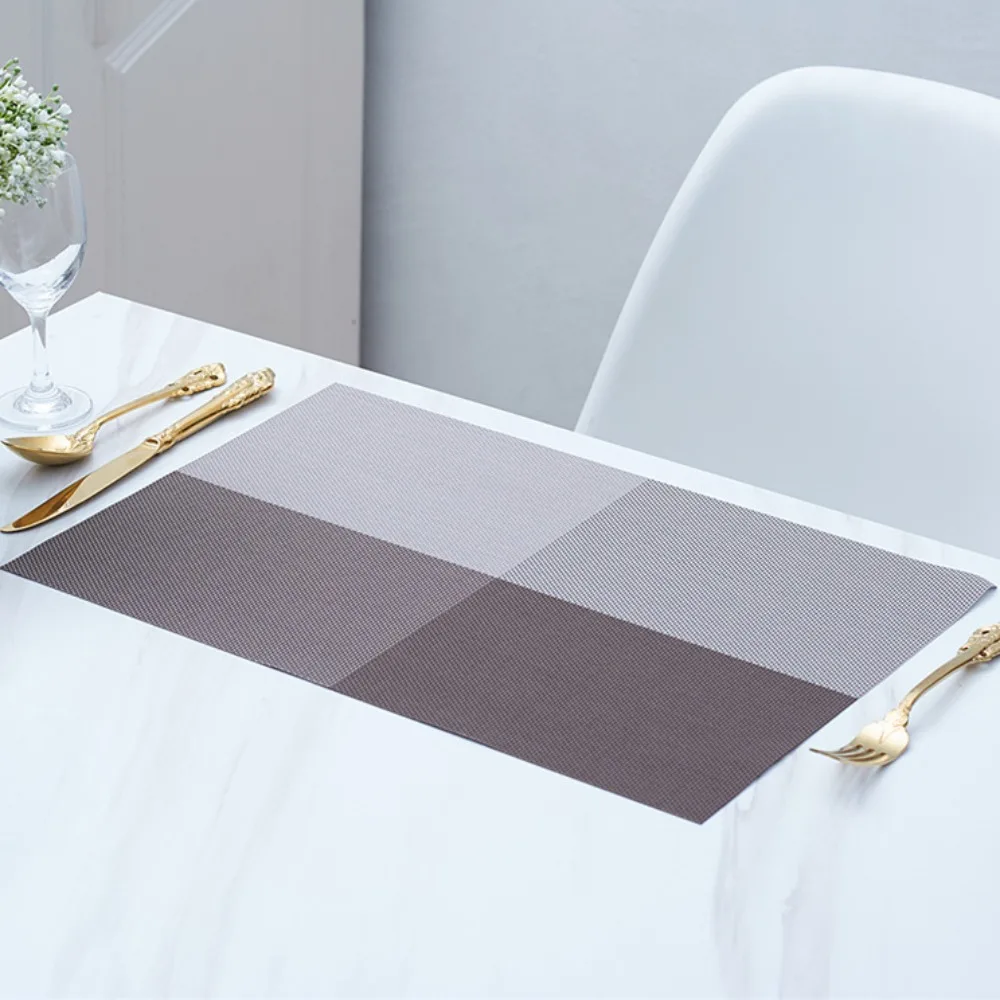 

6Pcs Practical PVC Striped Placemat Waterproof American Style Table Mat Rectangular Non-slip Insulation Pad Tea Table