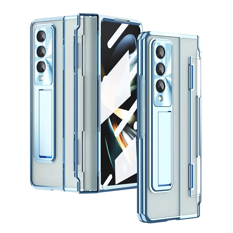 Ebesfous Leveling Hinged Protection Case For Samsung Galaxy Z Fold6 Fold 5 Clear Phone Cover For Z Fold4 3 with Glass Film Shell